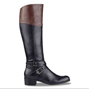 Brown and Black Riding Boot - WIDE CALF
